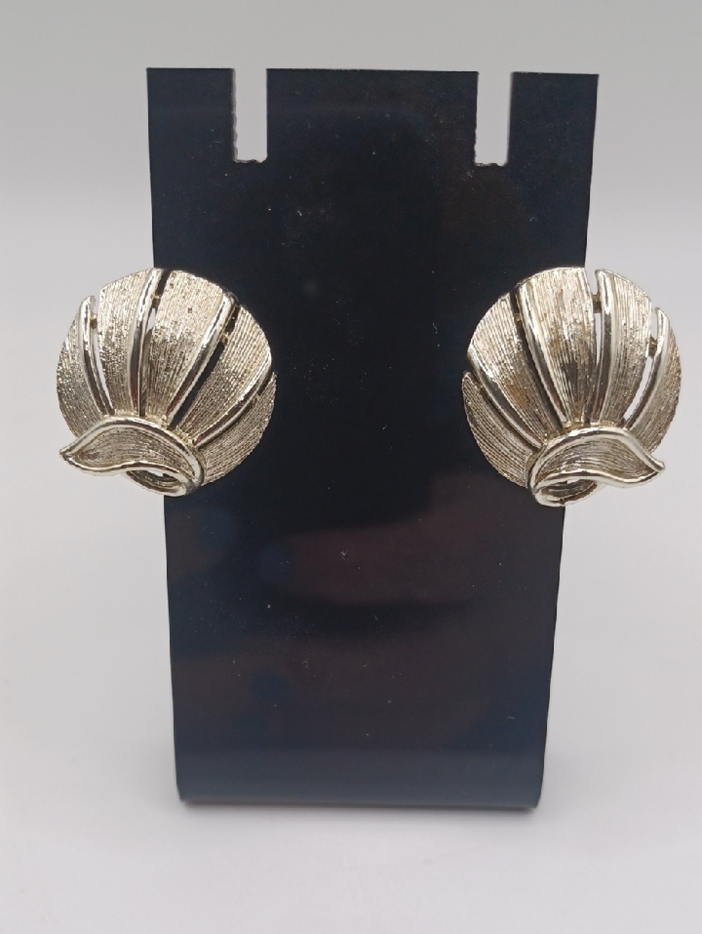 Lisner Silver-Tone Textured Petal Clip-on Earrings
